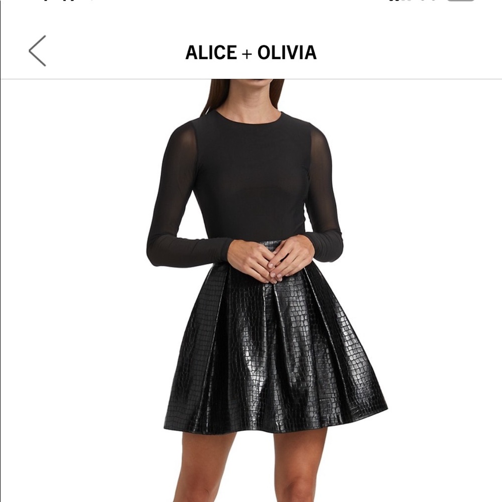ALICE & OLIVIA Chara Vegan Leather Party Dress